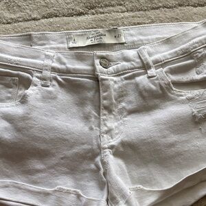 Abercrombie & Fitch White High-Rise Denim Shorts